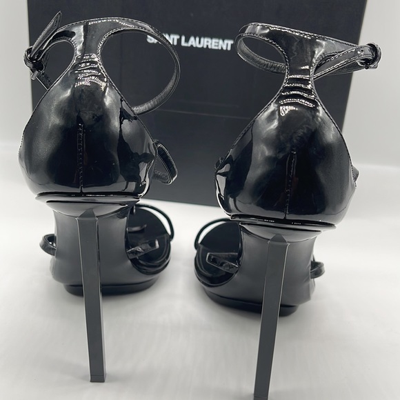 SAINT LAURENT 110MM PATENT LEATHER PLATFORM SANDALS, SIZE 40IT, COLOR NERO/BLACK - Picture 4 of 9